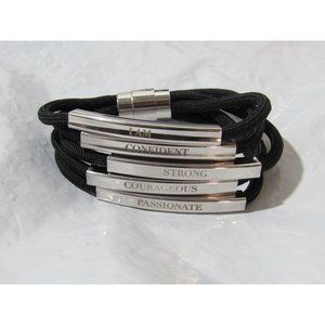 Women Warriors Stella Valle I Am Silver Bracelet Black Paracord Lori Greiner